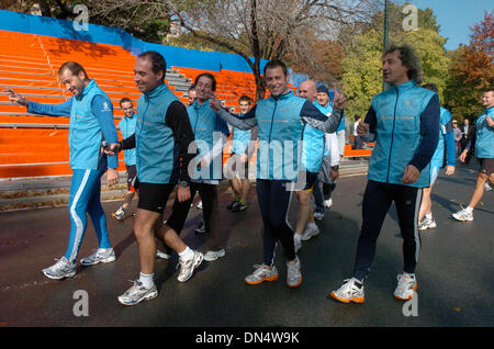 Nov 02, 2006; MANHATTAN, NY, USA; Members of the Italian Marathon Team warm up near the finish line of the 2006 New York City Marathon in Central Park.  Mandatory Credit: Photo by Bryan Smith/ZUMA Press. (©) Copyright 2006 by Bryan Smith Stock Photo