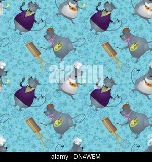 Seamless, rats artist, cook and singer Stock Vector