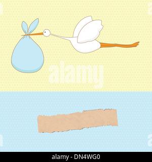 Stork bring baby boy Stock Vector