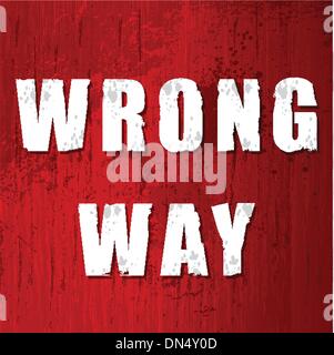 old Wrong Way Sign Stock Vector