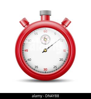 Stopwatch Red Icon On White Background. Red Flat Style Vector ...