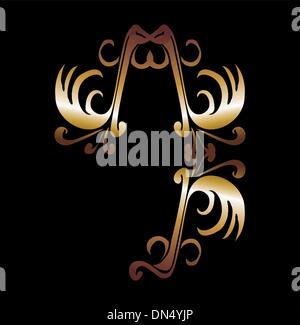 metalic gold wings and shield vector art Stock Vector