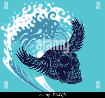 silhouette vector illustration Skull with wings cool Stock Vector Image ...