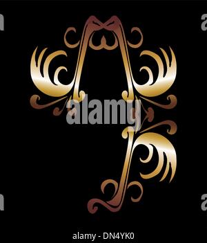 metalic gold wings and shield vector art Stock Vector