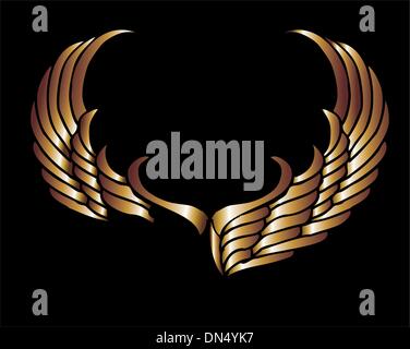metalic gold wings and shield vector art Stock Vector