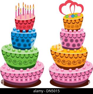 vector birthday and wedding cakes Stock Vector