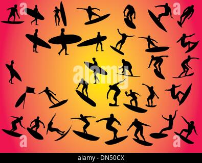 surfer man silhouette Stock Vector Image & Art - Alamy