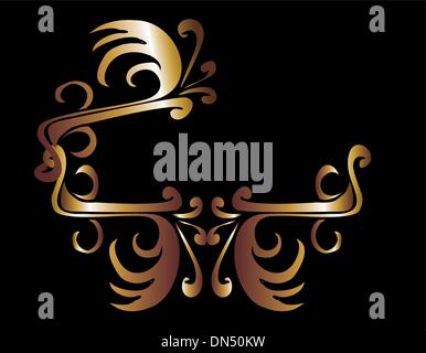 metalic gold wings and shield vector art Stock Vector