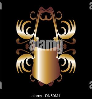 metalic gold wings and shield vector art Stock Vector