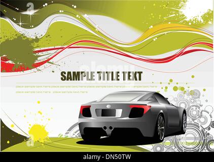 Green and Yellow grunge background with car image. Vector Stock Vector