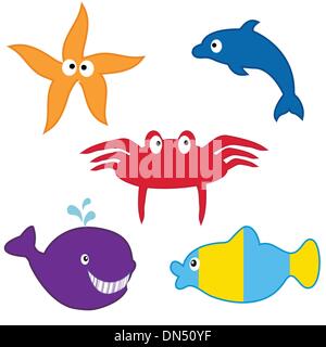 Sea animals collection. Vector format Stock Vector