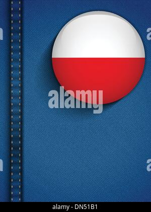 Poland Flag Button in Jeans Pocket Stock Vector