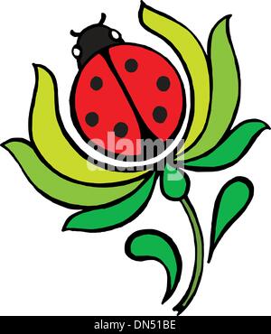 ladybug on leaf spring time Stock Vector Image & Art - Alamy