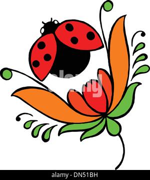 ladybug on leaf spring time Stock Vector Image & Art - Alamy