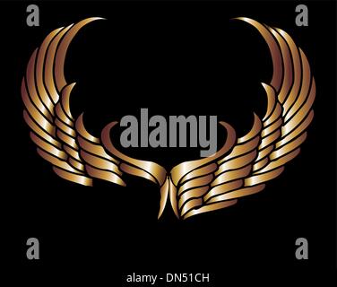 metalic gold wings and shield vector art Stock Vector