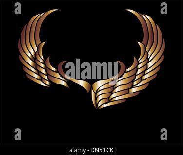 metalic gold wings and shield vector art Stock Vector