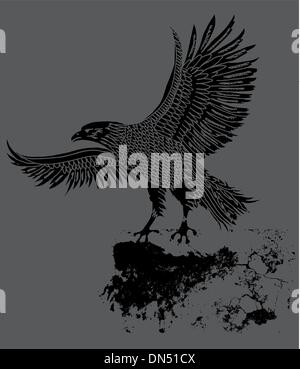 grunge background tribal tattoo eagle vector art Stock Vector