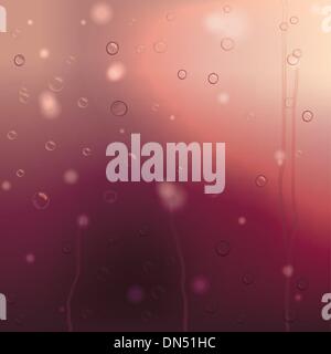 Window Glass in red and purple sunset rain Stock Vector