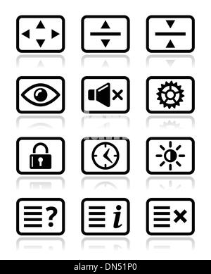 Computer tv monitor screen icons set Stock Vector