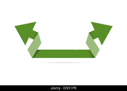 The green origami double arrow Stock Vector