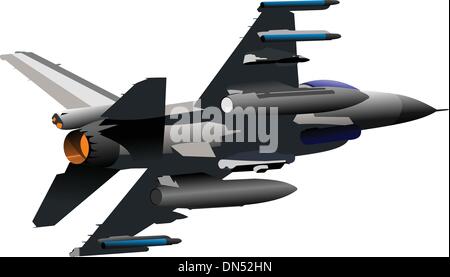 Combat aircraft. Colored vector illustration for designers Stock Vector