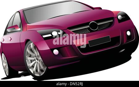 Purple  car on the road. Vector illustration Stock Vector