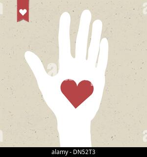 Heart sign on paper texture. Vector, EPS10 Stock Vector