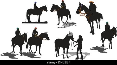 Sevenhorse silhouettes. Vector illustration Stock Vector