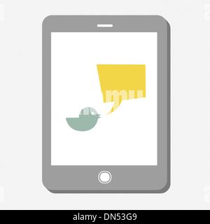 Tablet device with tweet bubble. Vector Stock Vector