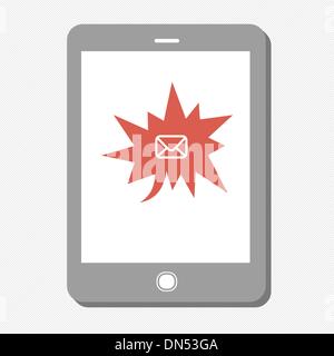 Tablet device with many urgent mail. Vector Stock Vector