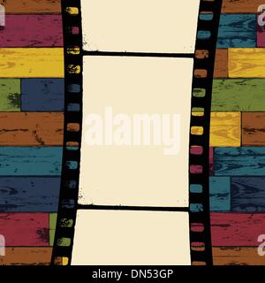 Film strip on colorful seamless wooden background. Vector, EPS10 Stock Vector