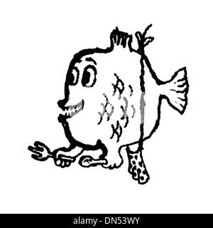 Piranha. Doodle illustration. Vector Stock Vector
