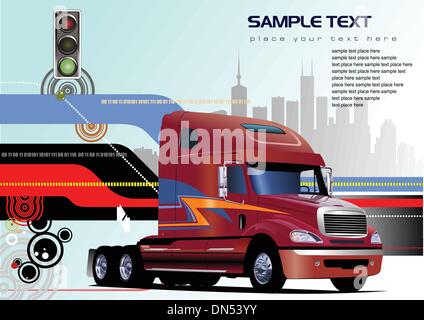 Abstract hi-tech background with truck image. Vector Stock Vector