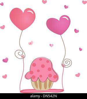 Birthday cupcake. Vector card. Stock Vector