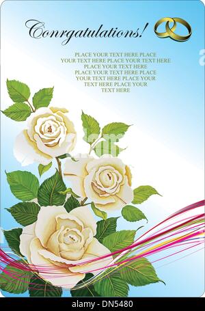 Greeting Wedding card with roses bunch. Vector illustration Stock Vector