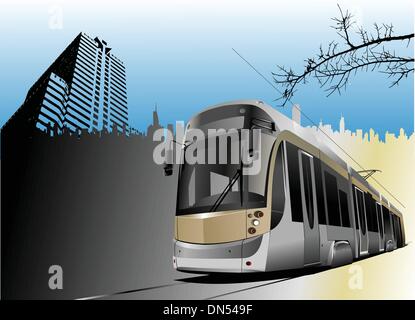 City transport. Tram. Vector illustration Stock Vector