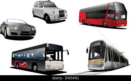 Five examples of city. Vector illustration Stock Vector