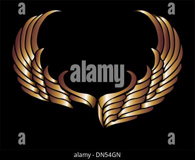 metalic gold wings and shield vector art Stock Vector