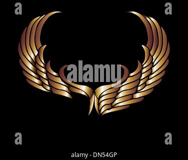 metalic gold wings and shield vector art Stock Vector