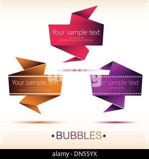 Abstract origami speech bubble vector backgrounds set. Stock Vector