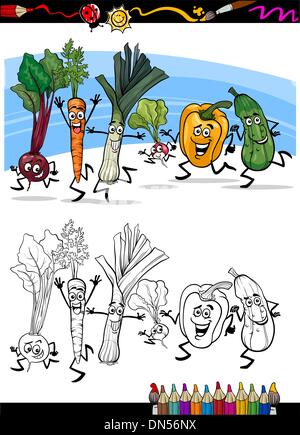 cartoon vegetables for coloring book Stock Vector