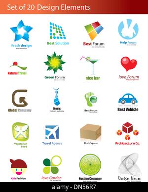 Set of 20 Logo Elements Stock Vector