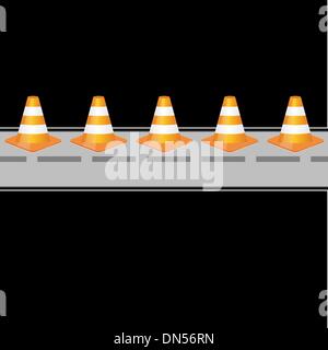Background with traffic cones on road Stock Vector