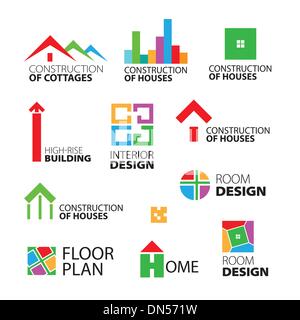 collection of vector logos construction and repair of houses Stock Vector