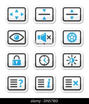 Computer tv monitor screen vector icons set Stock Vector