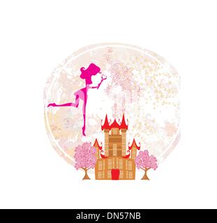 fairy flying above castle ,abstract background Stock Vector