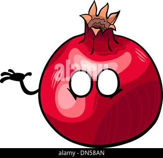 funny pomegranate fruit cartoon illustration Stock Vector