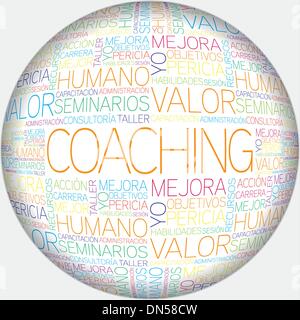 Coaching concept related spanish words in tag cloud Stock Vector
