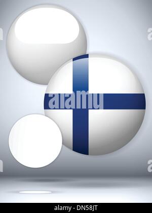 Finland Flag Glossy Button Stock Vector