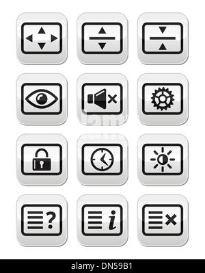 Computer tv monitor screen vector buttons set Stock Vector